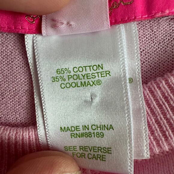 Lilly Pulitzer Pink Damara Coolmax Sweater with Tassel Sides Size XS Oversized - Picture 4 of 5